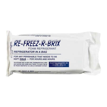 The Packaging Wholesalers Re-Freez-R-Brix Cold Bricks, 31 Oz., 9"L x 4"W x 1-1/2"H, White/Blue, 6/Pack RB30
